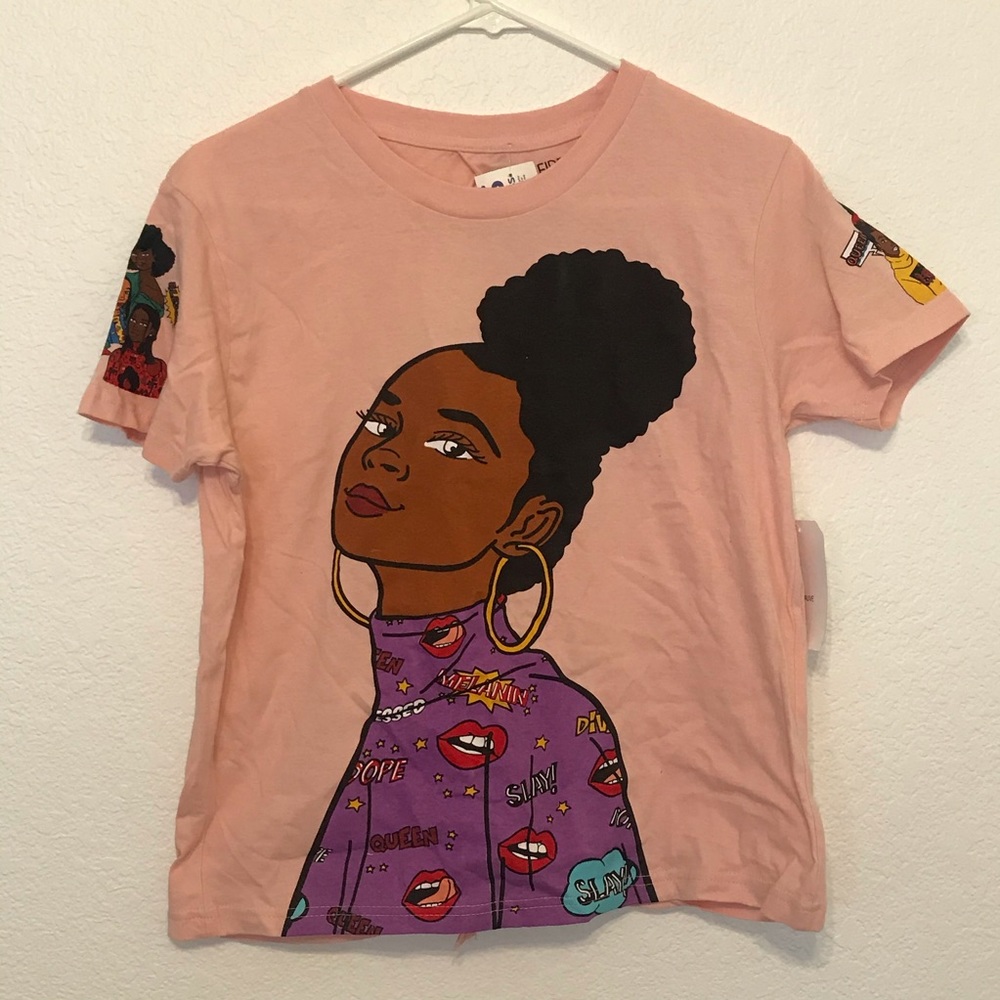 BN on fire queen, boss, slay, open back tee L
